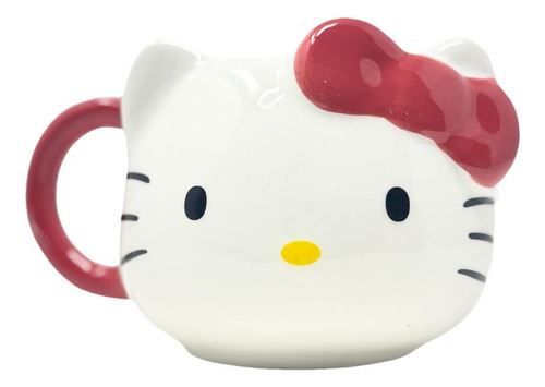 Taza Hello Kitty Ceramica Kawaii Adorable Moño 3d Relieve Rojo Hello Kitty