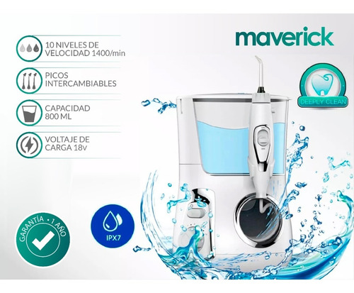 Imagen 2 de 8 de Irrigador Bucal Maverick Water Blanqueador Dental+kit Puntas