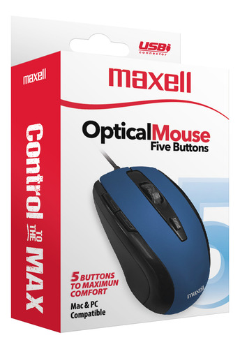 Mouse Óptico Maxell 5 Botones Mowr-105 Azul