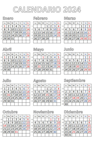 Calendario Chile 2024 - Formato Digital Pdf