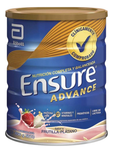 Ensure Advance Sabor Frutilla - Platano 850gr - Tarro