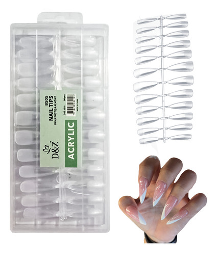 120 Unhas Postiças Em Gel Transparente Inteiras Tips D&z