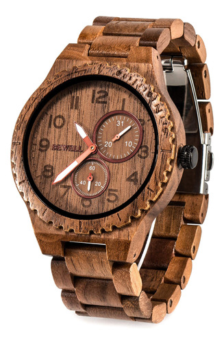 Relojes De Madera Bewell Para Hombres Fecha Analogico Cuarz