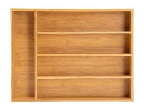 Imagen 3 de 9 de Organizador De Cubiertos Bambu Cajon 5 Divisiones