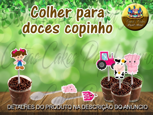 Fazendinha Rosa Menina 50 Colher Colherzinha Para Copinho