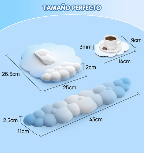 3 En 1 Mouse Pad Set,ergonomico Cojín De Muñeca, La Espuma