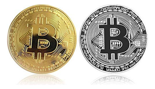 Moneda De Bitcoin Dorada/plateada, Bronce, Física, Bitcoins, Coleccionable, Colección De Arte, Colección De Arte, Decoración Navideña Física,