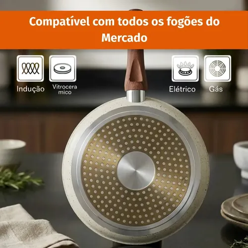 Frigideira De Indução Cerâmica Não Gruda Antiaderente Frita Sem Óleo ...