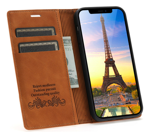 Para . Funda Tipo Cartera De Piel Con Tapa Para iPhone,