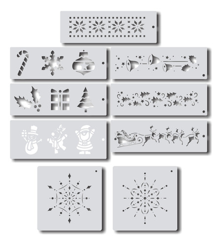 Packx9 Stencil Navideño Emprendedor Apto Cookies Galletitas