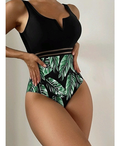 Trajes De Baño Modernos De Una Pieza Con Cuello En V Y Estam