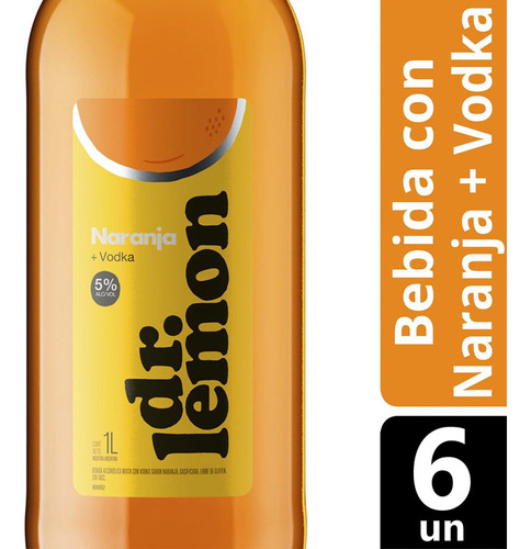 Dr Lemon Vodka Naranja Xl Botella X 1 Lt X6