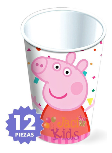 Vasos Decorados Peppa Pig 12pzas Artículo Fiesta Pep0m1