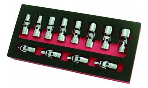 Astro 7412 1/4-inch Drive Flex Socket Set, 6 Puntos - Metri