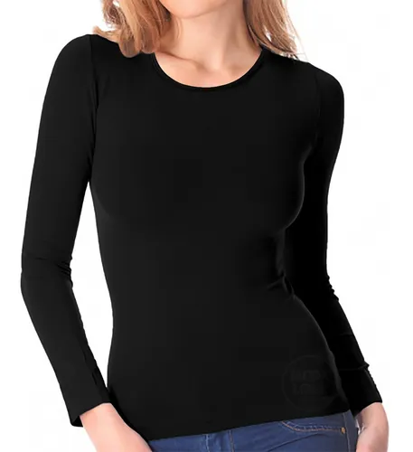 Remera Lisa Manga Larga Algod n Peinado Mujer Especial 3x 6x