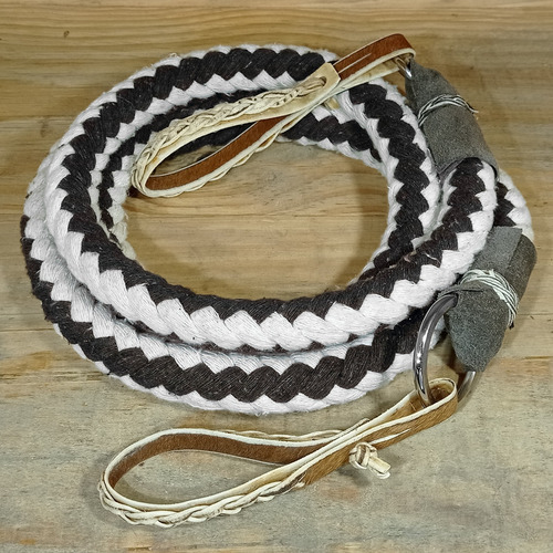 Redea De Lã Trançada Argolas Inox Para Cavalo Mula Cor Branco