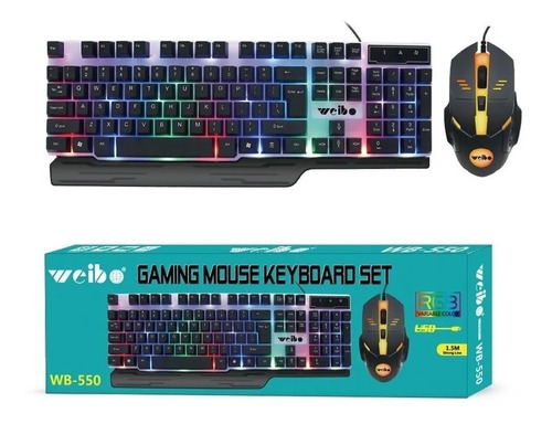 Kit Gamer Teclado Y Mouse Rgb 3200dpi Wb550