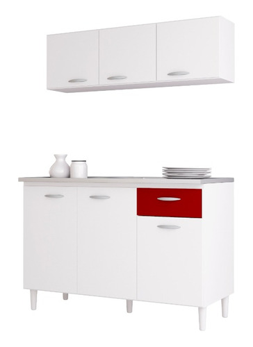 Mueble De Cocina Maria Gracia Blanco/rojo