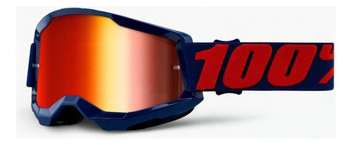 Goggles Motocross  100% Strata 2 Masego Mica Roja Color De La Lente Rojo Color Del Armazón Azul