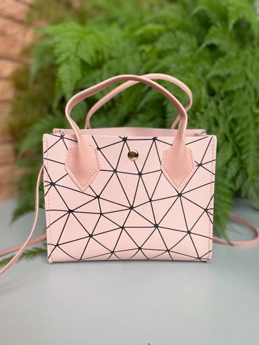 Cartera De Dama Con Boton Con Patrón Geométrico