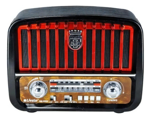 Caixa De Som Rádio Antiga Portátil Retro Bluetooth Fm Usb Cor Vermelho 110v/220v