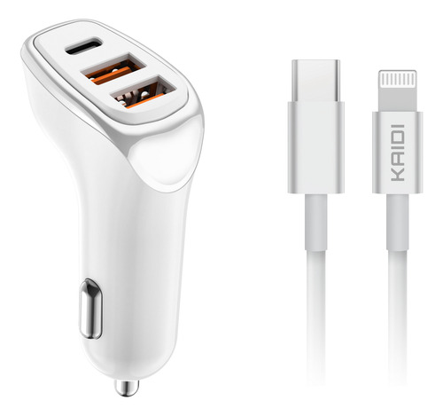 Carregador Veicular Carro Turbo 38w 3 Usb Cabo para iPhone