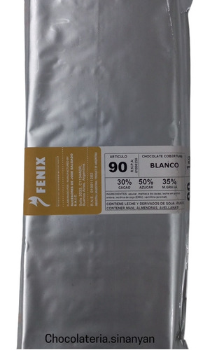 Chocolate Cobertura Fenix 90 Blanco 