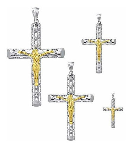 Cruz De Plata De Ley 925 Maciza Para Hombre Con Colgante De 