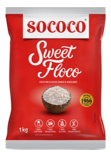 Coco Flocos Úmido Sweet 1kg - Sococo