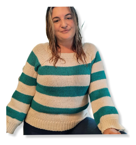Sweater Cardigan Tejido Crochet Hilo De Algodón Artesanal