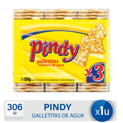 Galletitas Pindy Grackers De Agua Paquetes De 306 Grs