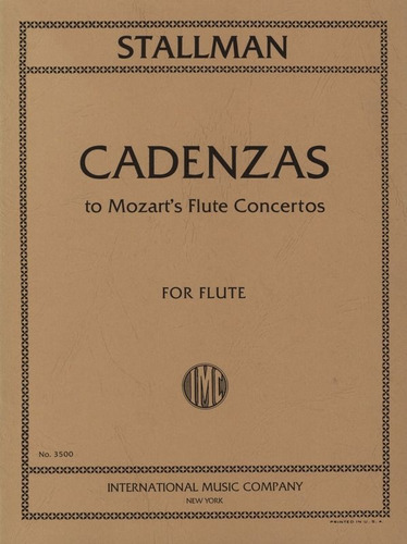 Partitura Cadenzas To Mozart's Flute Concertos Flauta 3500