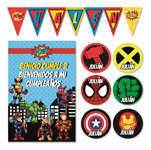 Kit Imprimible Superheroes Súper Héroes Cumple Candy 