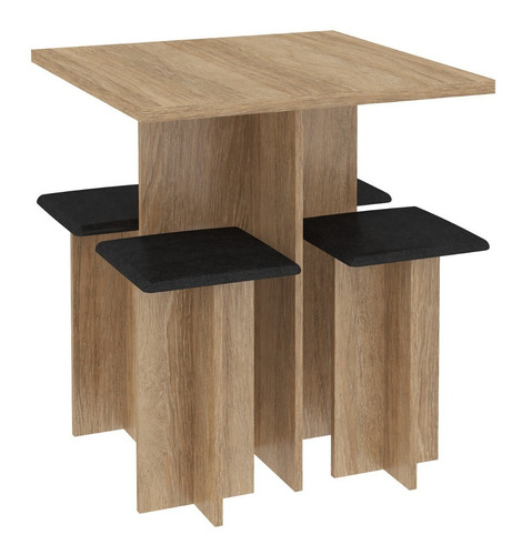 Juego De Comedor Mesa + 4 Sillas Banquetas Color Beige