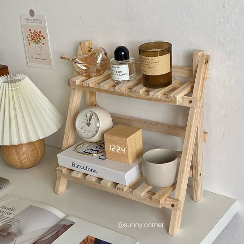 Organizador De Estantes De Escritorio De Madera De 2 Niveles