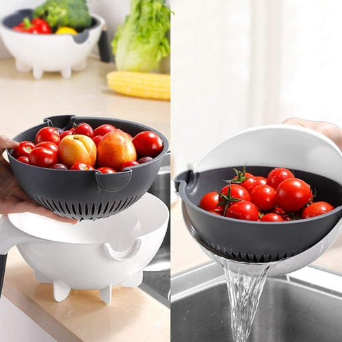 Imagen 6 de 9 de Cortador Picador Vegetales 9 En 1 Mandolina Con Colador Bowl