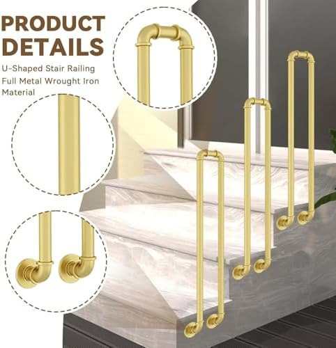 Outdoor Hand Rails For Steps, Fit 1 Or 3 Steps Exterior Stai