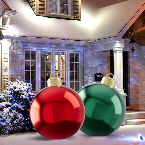 Bolas Inflables De Pvc Rojas De 61 Cm Para Decoración Navide