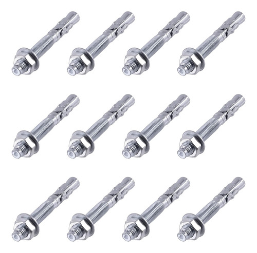 12 Anclajes De Cuña Chapados Zinc De 1/2 X 3-3/4 Hor...