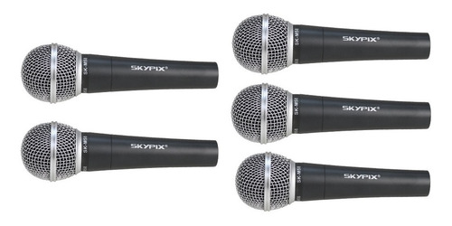 Kit C/ 5 Microfones Profissionais Skypix Sm58a Com Maleta