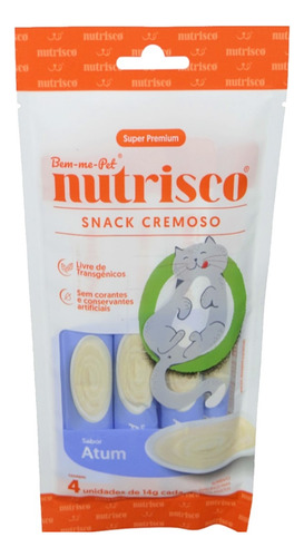 Snack Cremoso Nutrisco Gatos 14g Atum C/ 4 Unid - Kit Com 3