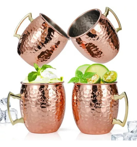 . Juego De 4 Tazas Moscow Mule De 18 Onzas De Cobre