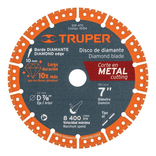 Disco De Diamante 7' Corte Metal 15154