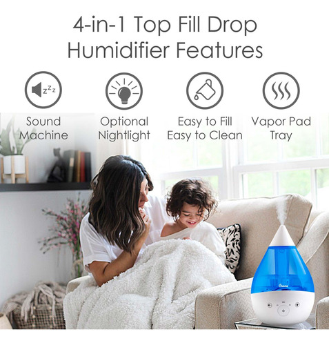 Humidificador Ultrasónico 4 En 1 Para Recámara Y Oficina