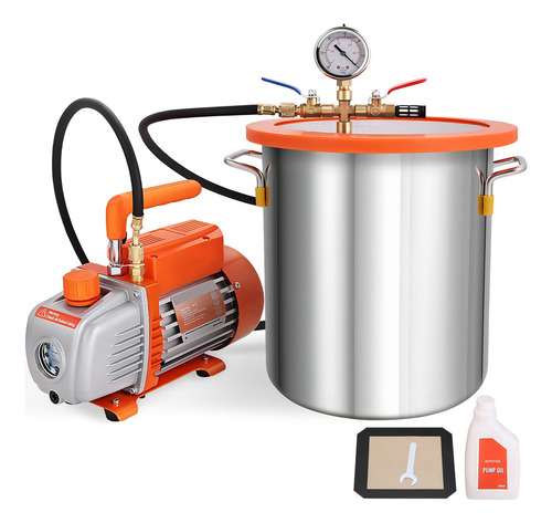 Kit Bomba De Vacio 3.5cfm + Camara De Vacío De 5 Gal Inox
