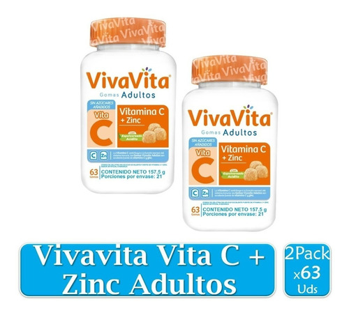 Imagen 1 de 3 de Vivavita Vita C + Zinc Adultos X 2 Tarro - g a $5
