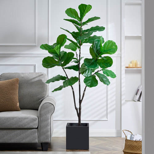 Árbol Artificial Ficus Pandurata, Planta Decorativa Hogar Sin Maceta