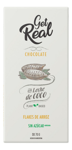 Chocolate Leche De Coco Y Flakes Arroz Get Real Sin Azucar