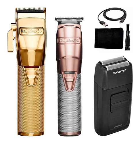 Babyliss Maquina Gold Fx + Trimmer Fx 788 + Shaver Teknikpro