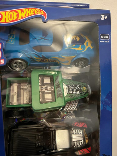 Hot Wheels Auto A Fricción Pull Back Fast Racer Set X3